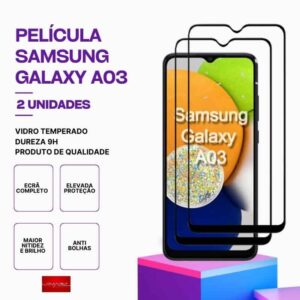 Pack 2 Película Vidro Samsung Galaxy A03 – Vidro Temperado – Proteção 9H