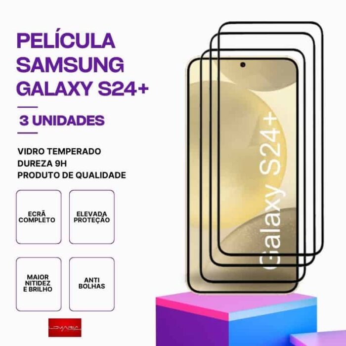 Pack 3 Películas Vidro Samsung Galaxy S24 Plus 5G – Vidro Temperado – Proteção 9H
