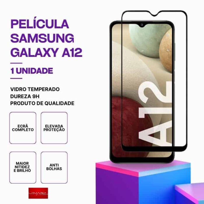 Película Vidro Samsung Galaxy A12 – Vidro Temperado – Proteção 9H