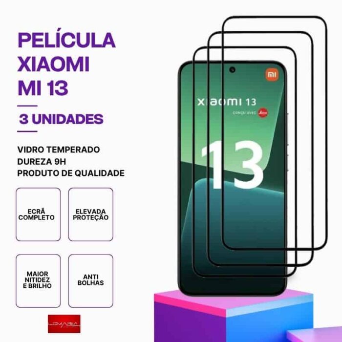 Pack 3 Películas vidro mi 13 temperado premium