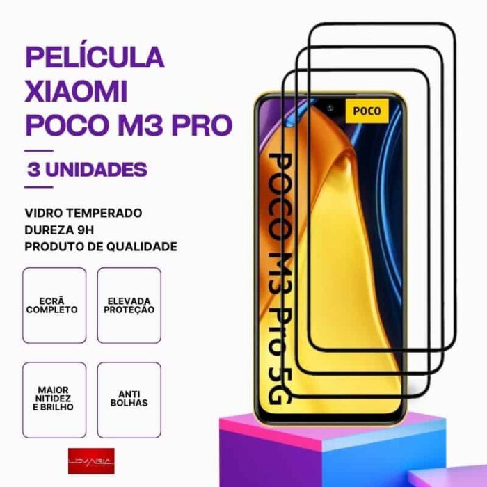 Pack 3 Películas Vidro POCO M3 Pro – Vidro Temperado