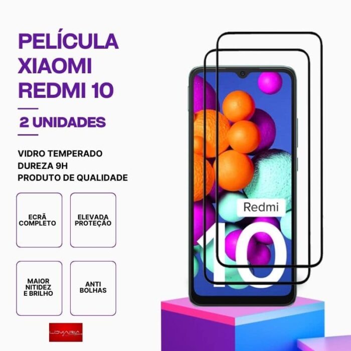 Pack 2 Películas vidro Redmi 10 temperado premium
