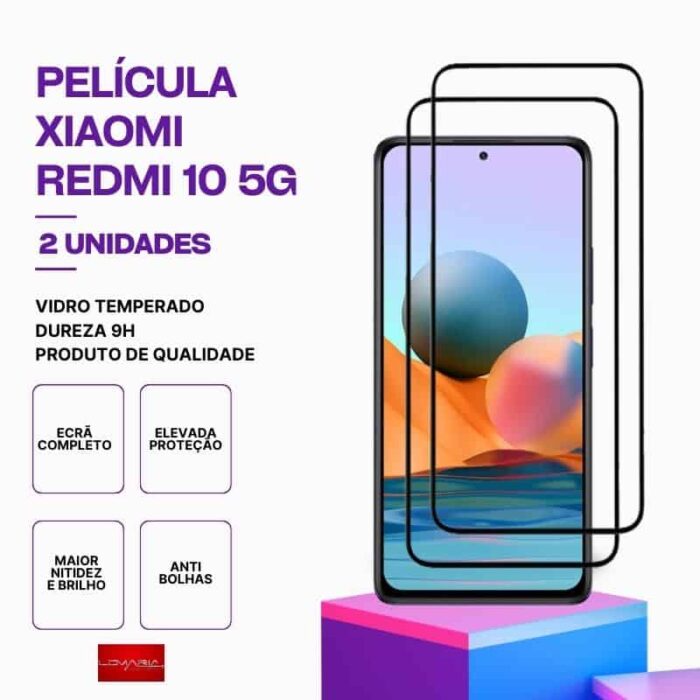 Película-Redmi-10-5G-2 Pack 2 Películas vidro Redmi 10 5G temperado premium