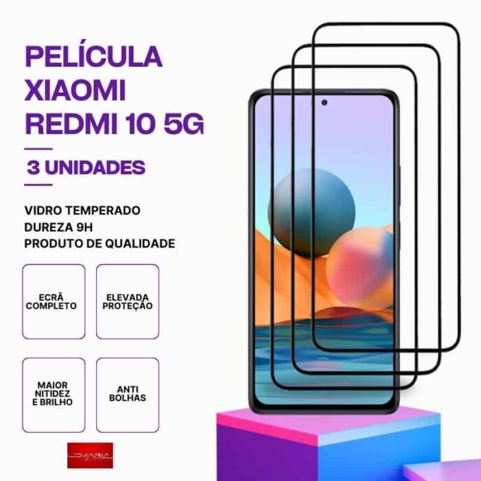 Película-Redmi-10-5G-3 Pack3 Películas vidro Redmi 10 5G temperado premium