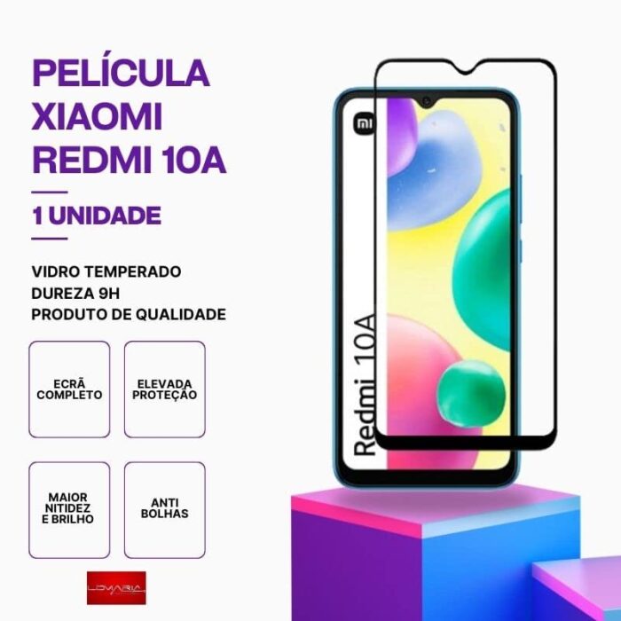 Película vidro Redmi 10A temperado premium