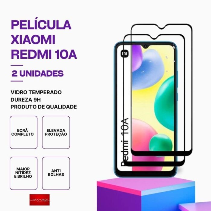 Pack 2 Películas vidro Redmi 10A temperado premium