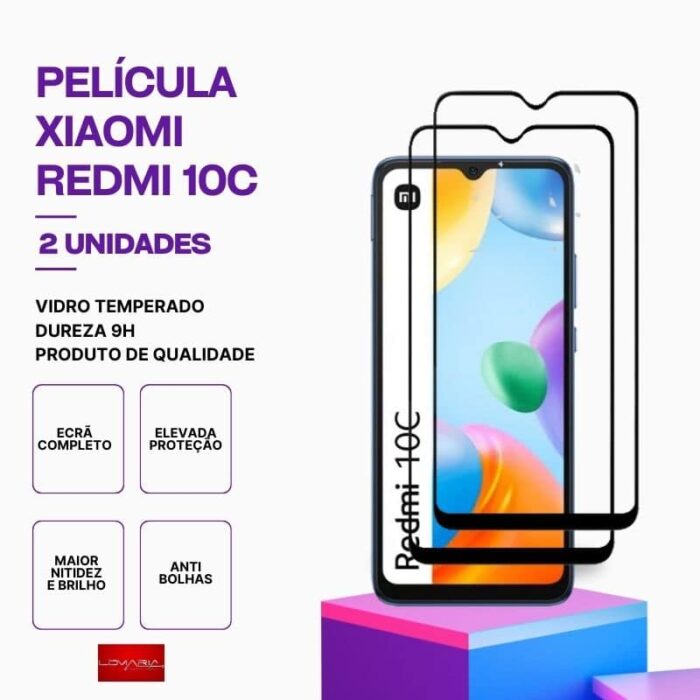 Pack 2 Películas vidro Redmi 10C temperado premium