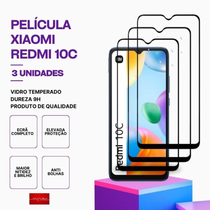 Pack 3 Películas vidro Redmi 10C temperado premium