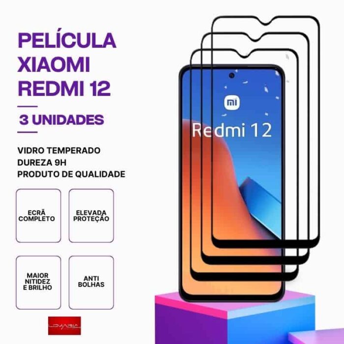 Pack 3 Película Vidro Xiaomi Redmi 12 – Vidro Temperado