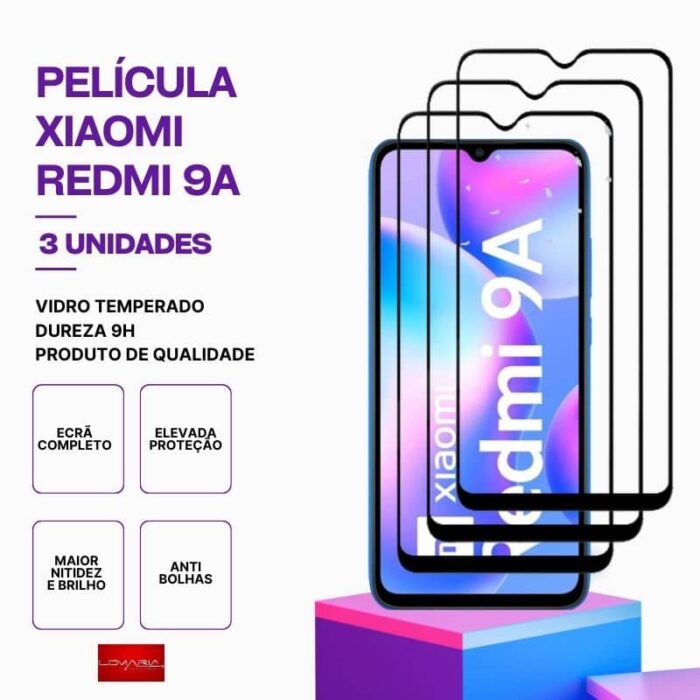 Pack 3 Películas vidro Xiaomi Redmi 9A temperado premium