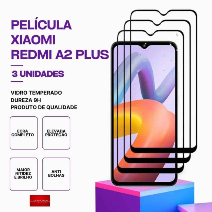 Pack 3 Películas Vidro Xiaomi Redmi A2 Plus – Vidro Temperado