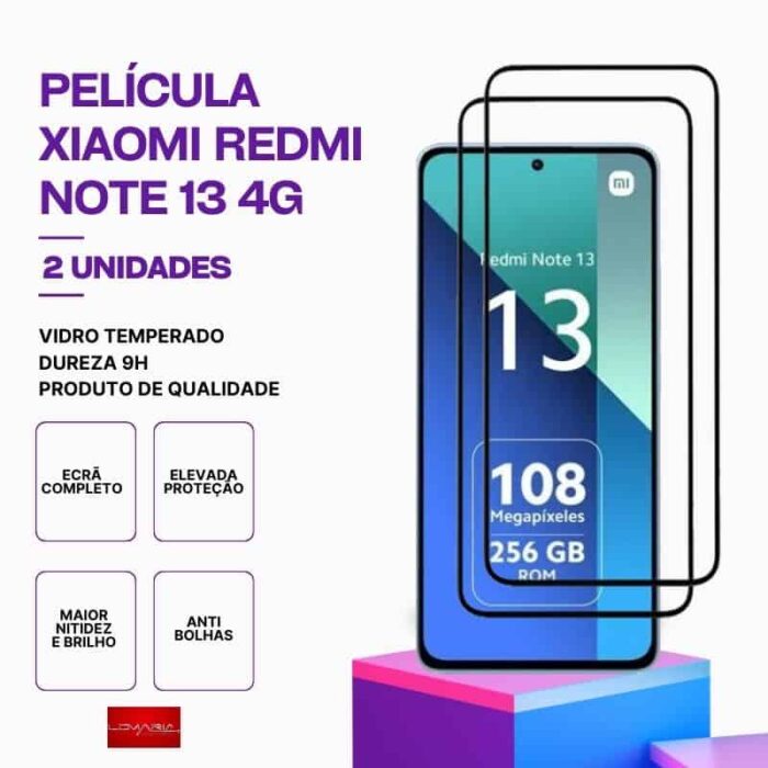Pack 2 Películas Vidro Xiaomi Redmi note 13 4G
