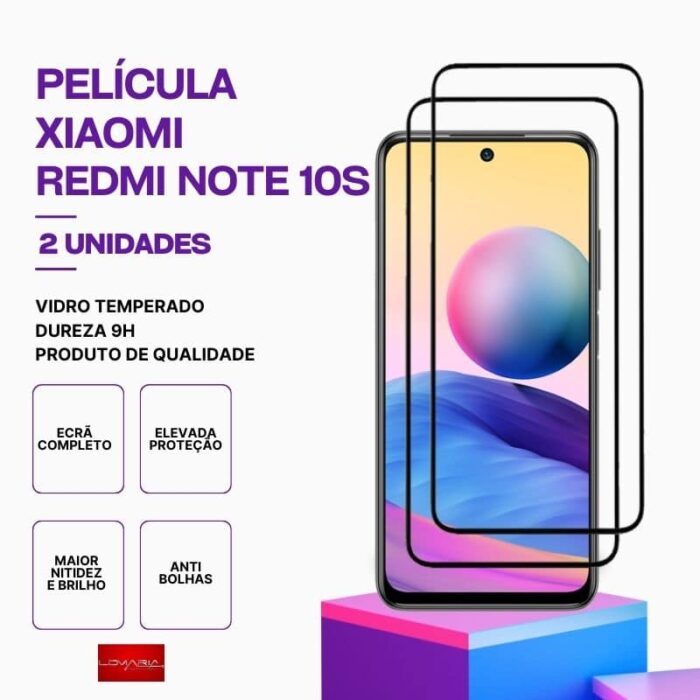 Pack 2 Películas vidro Redmi Note 10s temperado premium
