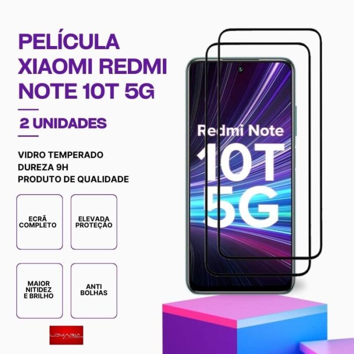 Película-Redmi-note-10T-5G-2 Pack 2 Películas vidro Redmi Note 10T 5G temperado premium