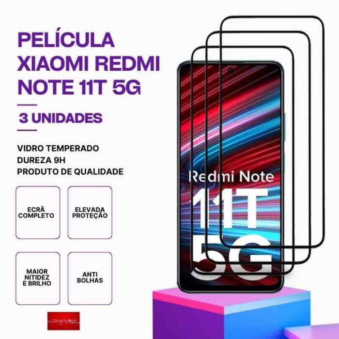 Película-Redmi-note-11T-5G-3 Pack 3 Películas vidro Redmi Note 11T 5G temperado premium