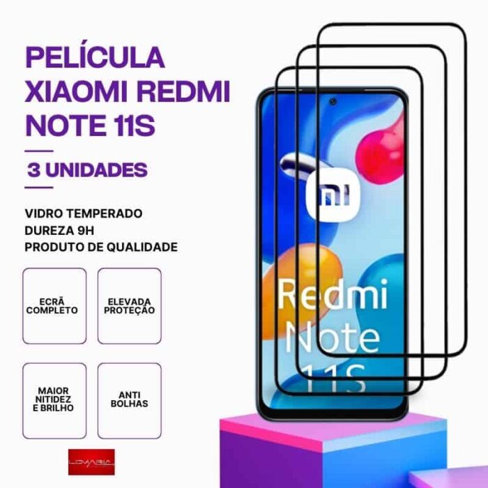 Pack 3 Películas vidro Redmi Note 11s temperado premium