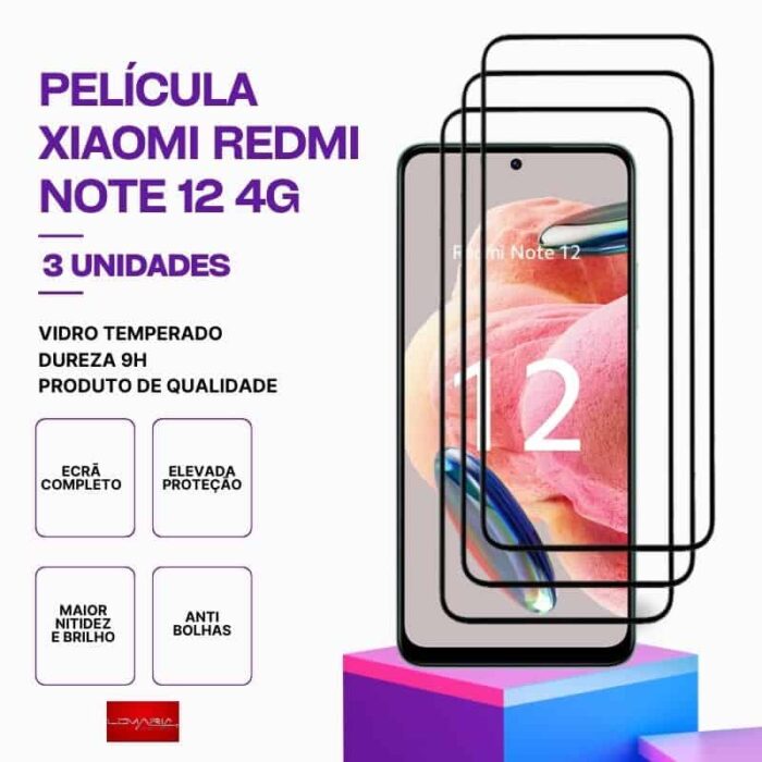 Película-Redmi-note-12-4G-3 Pack 3 Películas Vidro Xiaomi Redmi note 12 4G – Vidro Temperado