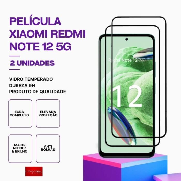 Pack 2 Películas vidro Redmi Note 12 5G temperado premium