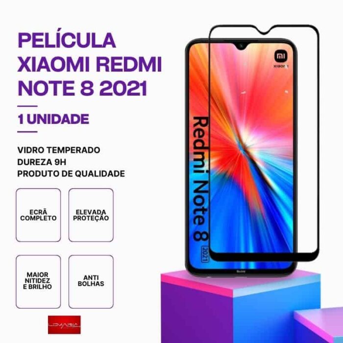 Película-Redmi-note-8-2021-1 Película Vidro Temperado Xiaomi Redmi Note 8 2021 – Proteção 9H contra riscos e impactos