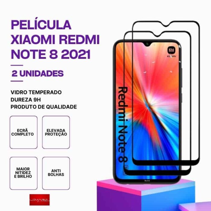 Película-Redmi-note-8-2021-2 PACK 2 Películas Vidro Temperado Xiaomi Redmi Note 8 2021 – Proteção 9H contra riscos e impactos