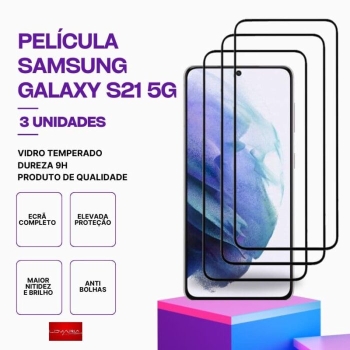 Pack 3 Películas Galaxy S21 5G com impressão digital