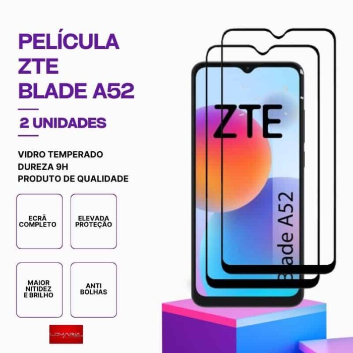 Película-ZTE-BLADE-A52-2 Pack 2 Películas Vidro ZTE A52 – Vidro Temperado – Proteção 9H