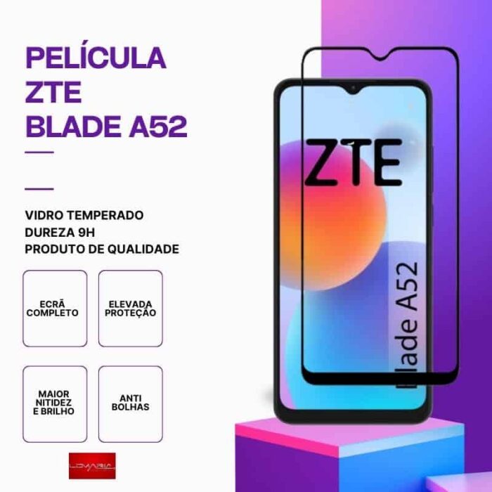 Película-ZTE-BLADE-A52 Película Vidro ZTE A52 – Vidro Temperado – Proteção 9H