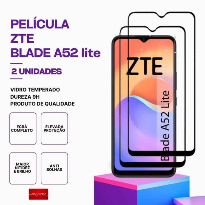 Pack 2 Películas Vidro ZTE A52 lite – Vidro Temperado – Proteção 9H