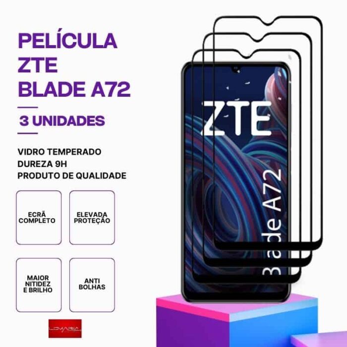 Película-ZTE-BLADE-A72-3 Pack 3 Películas Vidro ZTE A72 – Vidro Temperado – Proteção 9H