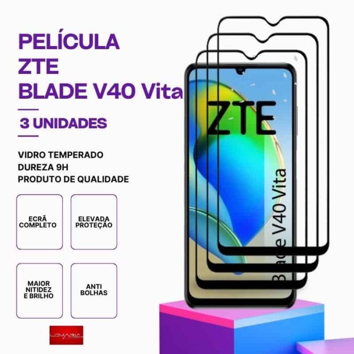 Pack 3 Películas Vidro ZTE V40 Vita – Vidro Temperado – Proteção 9H