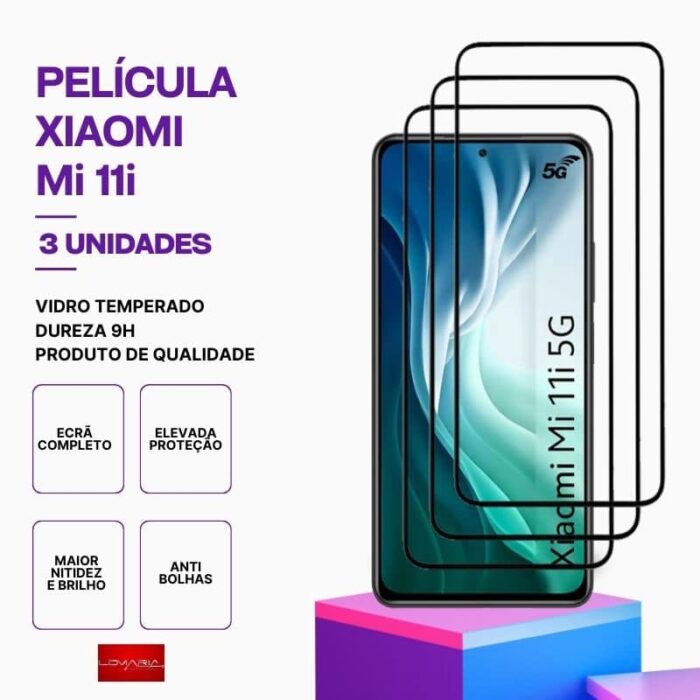 Pack 3 Películas vidro Mi 11i temperado premium