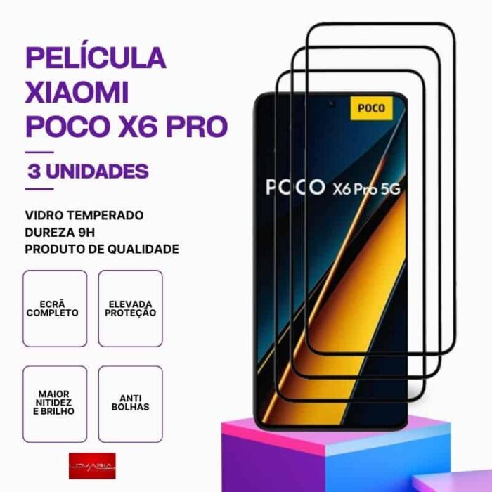 Pack 3 Películas Vidro POCO X6 Pro – Vidro Temperado