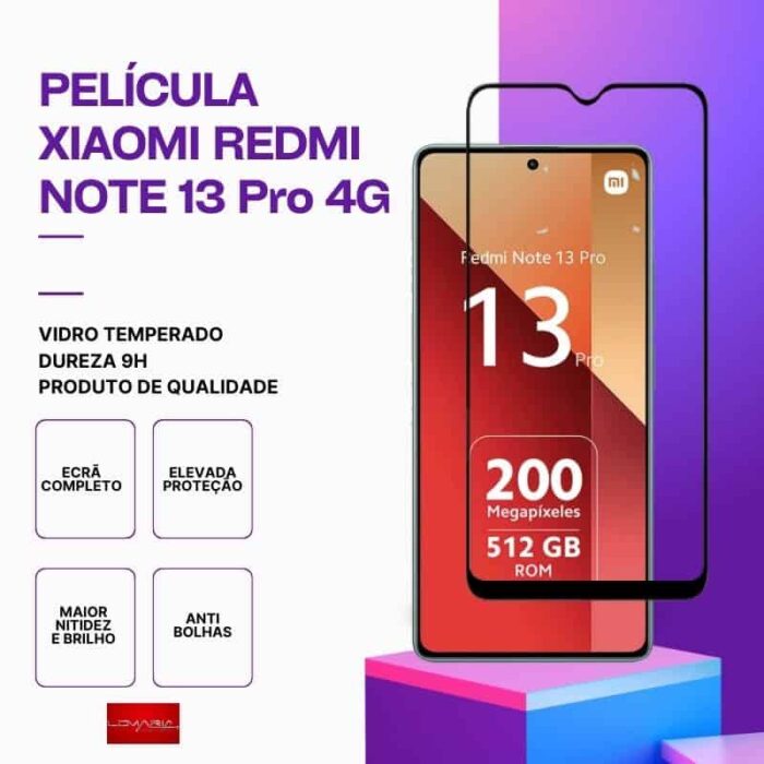 Película Vidro Xiaomi Redmi Note 13 Pro 4G – Vidro Temperado