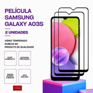 Pack 2 Película Vidro Samsung Galaxy A03S – Vidro Temperado – Proteção 9H