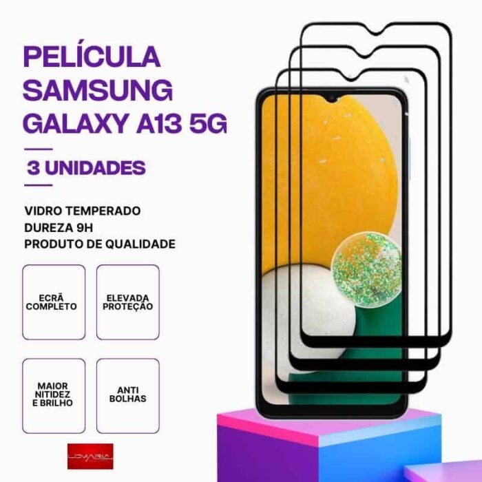 Película-Galaxy-A13-5G-3 Pack 3 Películas Vidro Samsung Galaxy A13 5G