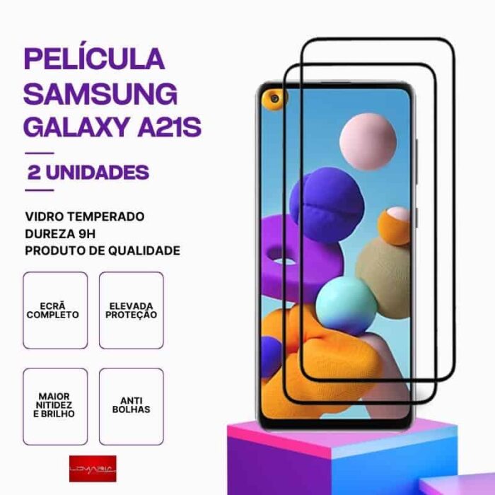 Pack 2 Películas Vidro Samsung Galaxy A21S – Vidro Temperado – Proteção 9H
