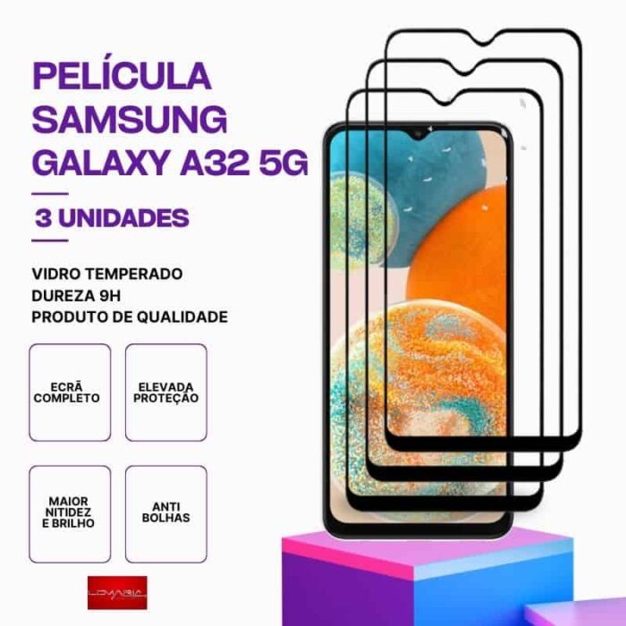 Película-Galaxy-A32-5G-3 Pack 3 Película Vidro Samsung Galaxy A32 5G – Vidro Temperado – Proteção 9H