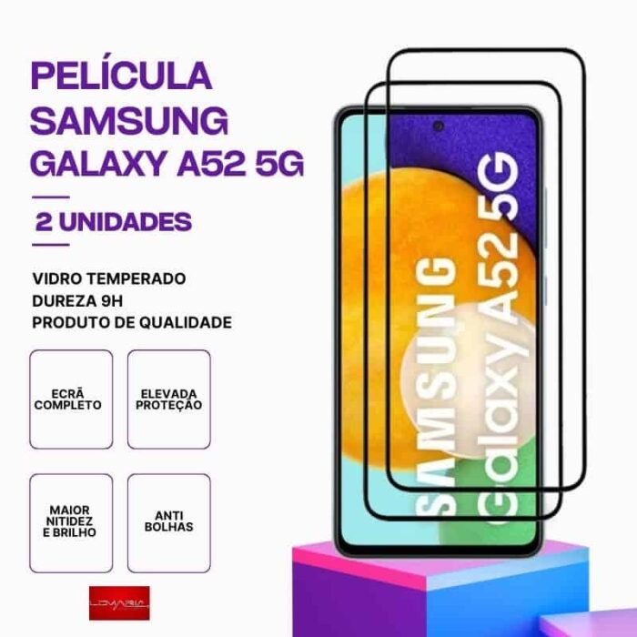 Película-Galaxy-A52-5G-2 Pack 2 Películas Vidro Samsung Galaxy A52 5G – Vidro Temperado – Proteção 9H