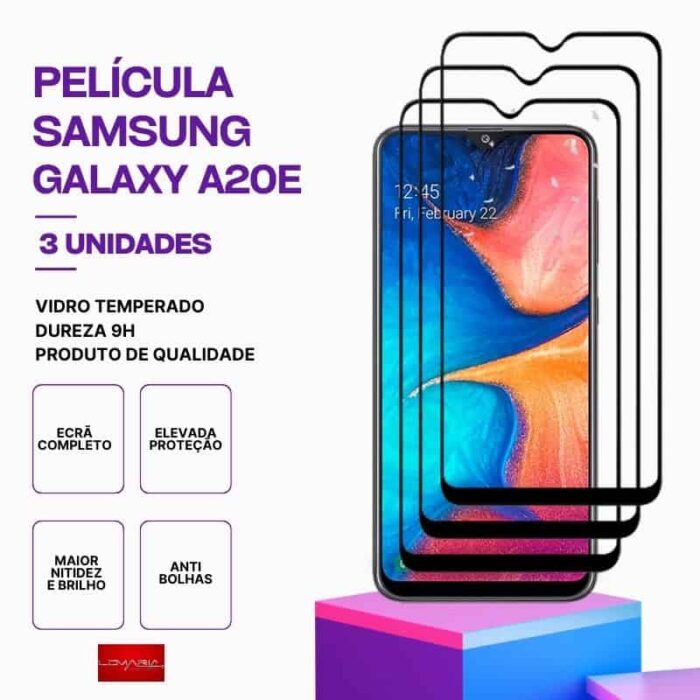 Película-Galaxy-A20E-3 Pack 3 Películas Vidro Samsung Galaxy A20E – Vidro Temperado – Proteção 9H