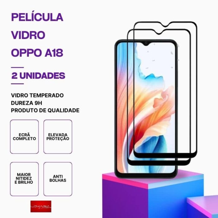 Pack 2 Películas Vidro OPPO A18 – Proteção 9H