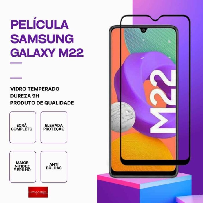 Película Vidro Samsung Galaxy M22 – Vidro Temperado – Proteção 9H