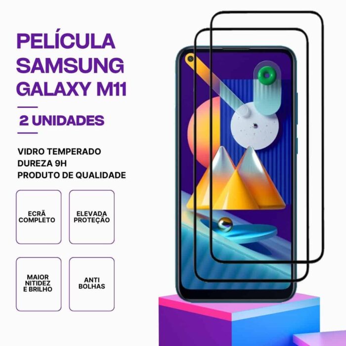 Pack 2 Película Vidro Samsung Galaxy M11 – Proteção 9H