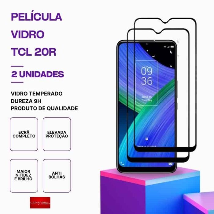 Pack 2 Películas vidro TCL 20R temperado – Proteção 9H
