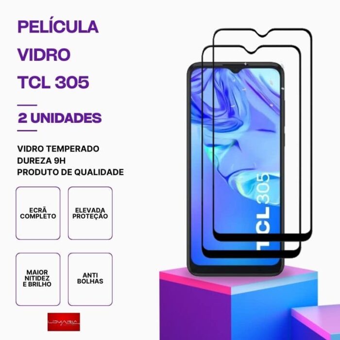 Pack 2 Películas Vidro TCL 305 4G temperado – Proteção 9H
