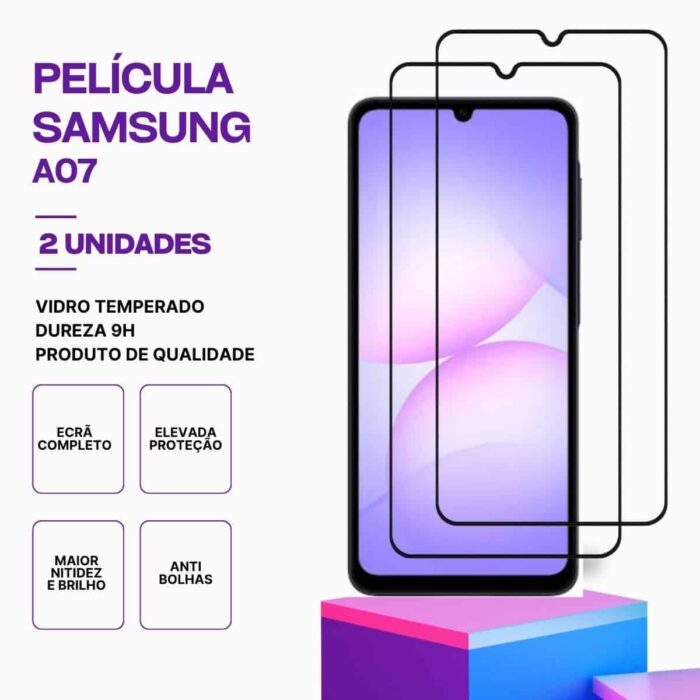 Pack 2 Películas Vidro Samsung Galaxy A07 – Proteção 9H