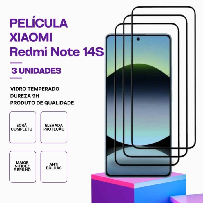 Pack 3 Películas Vidro Xiaomi Redmi note 14S – Proteção 9H