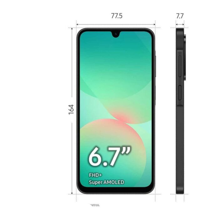 samsung-a26-preto-5g-dimensões